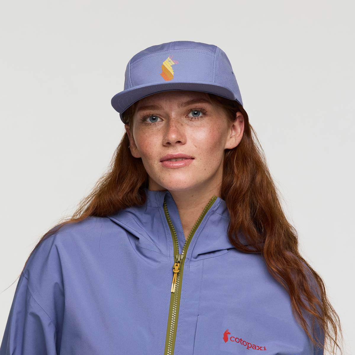 Llama Stripes 5-Panel Hat, Blue Smoke