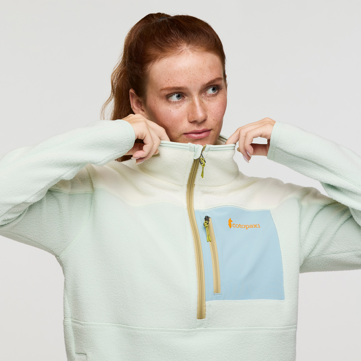 Abrazo Fleece Half-Zip Jacket - Women's, Dew/Foam, Model Caitlyn