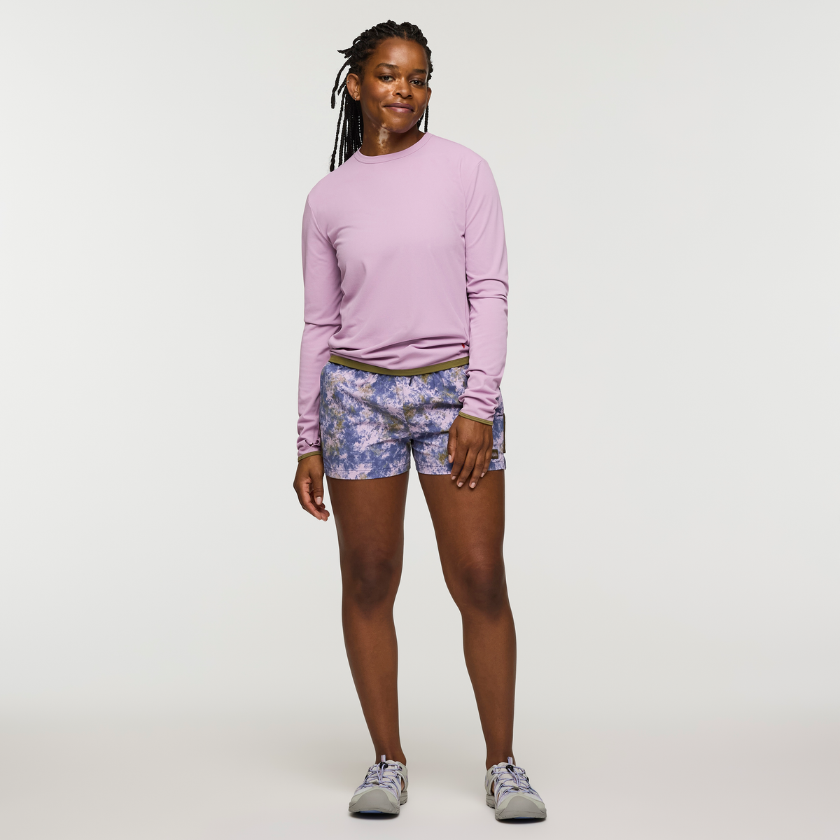 Brinco 3 Inch Short - Print - Women's, Galactic Dusk, Model Nadine, shoppable