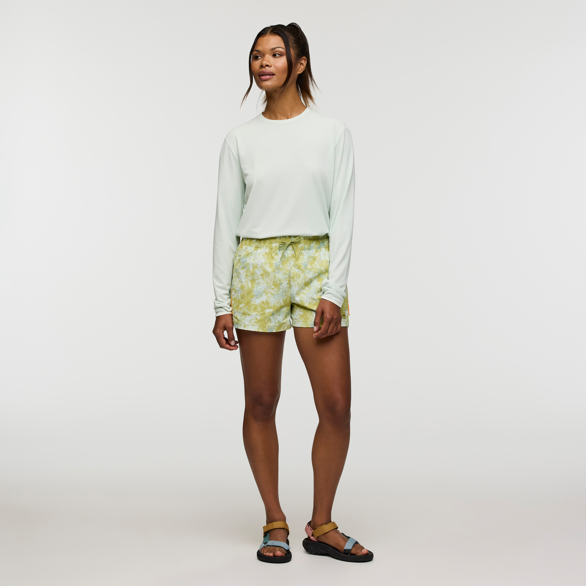 Brinco 3 Inch Short - Print - Women's, Galactic Lemongrass, Model Jade, shoppable