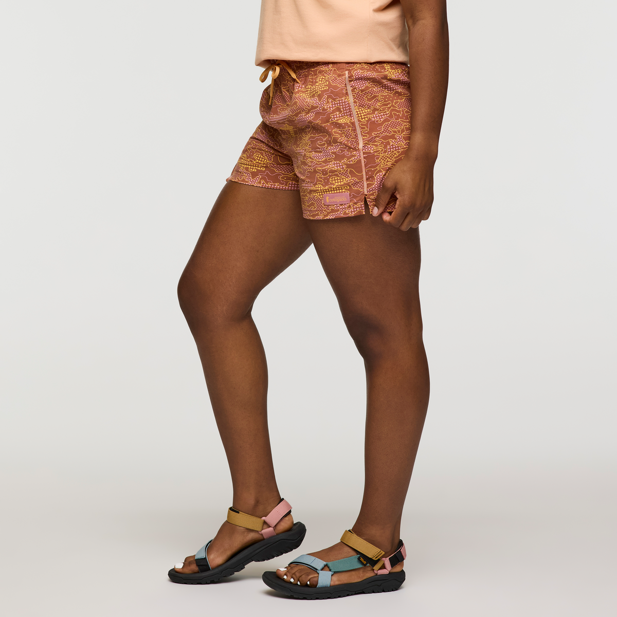 Brinco 3 Inch Short - Print - Women's, Scenic Route Faded Brick, Model Nadine