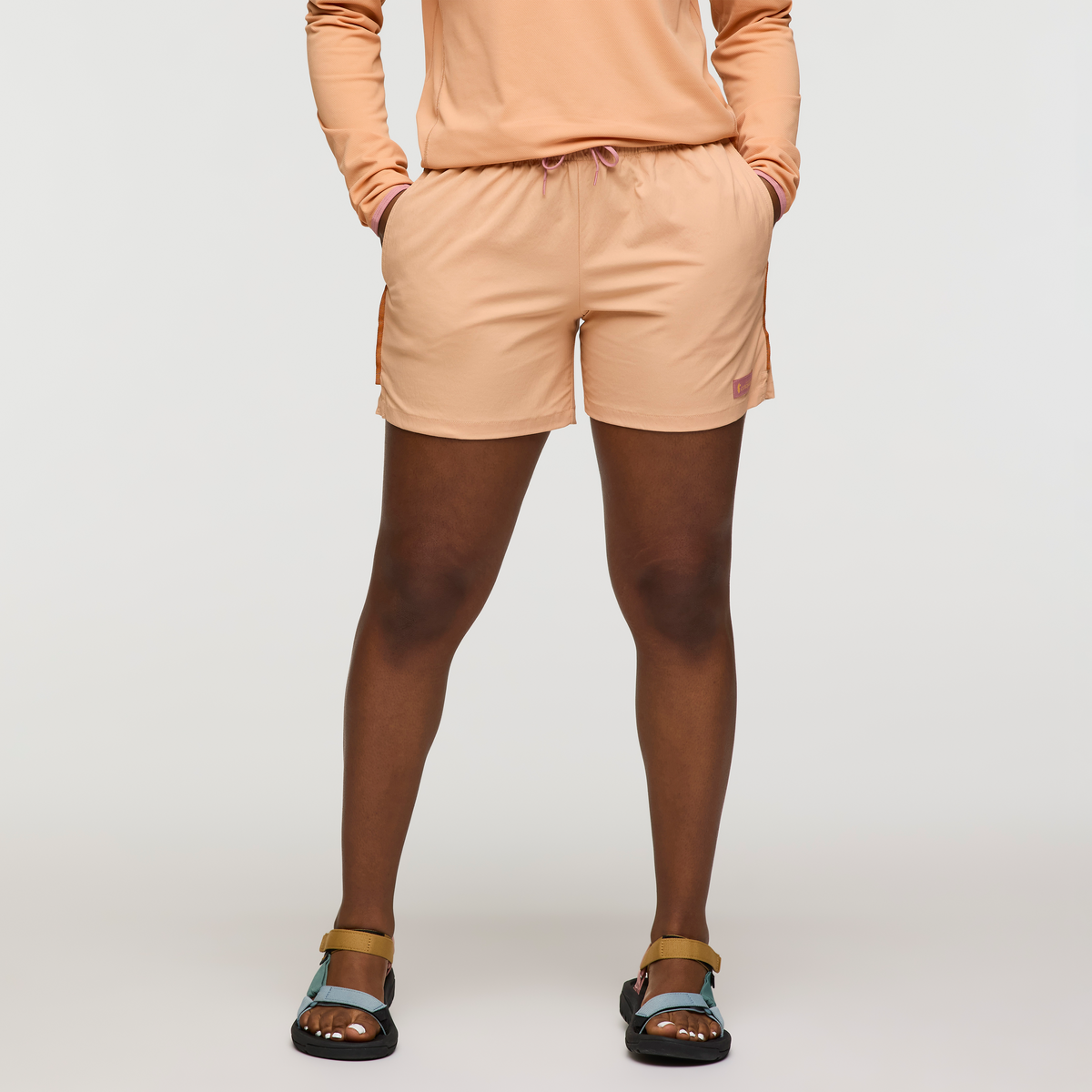 Brinco 5 Inch Short - Solid - Women's, Apricot, Model Nadine