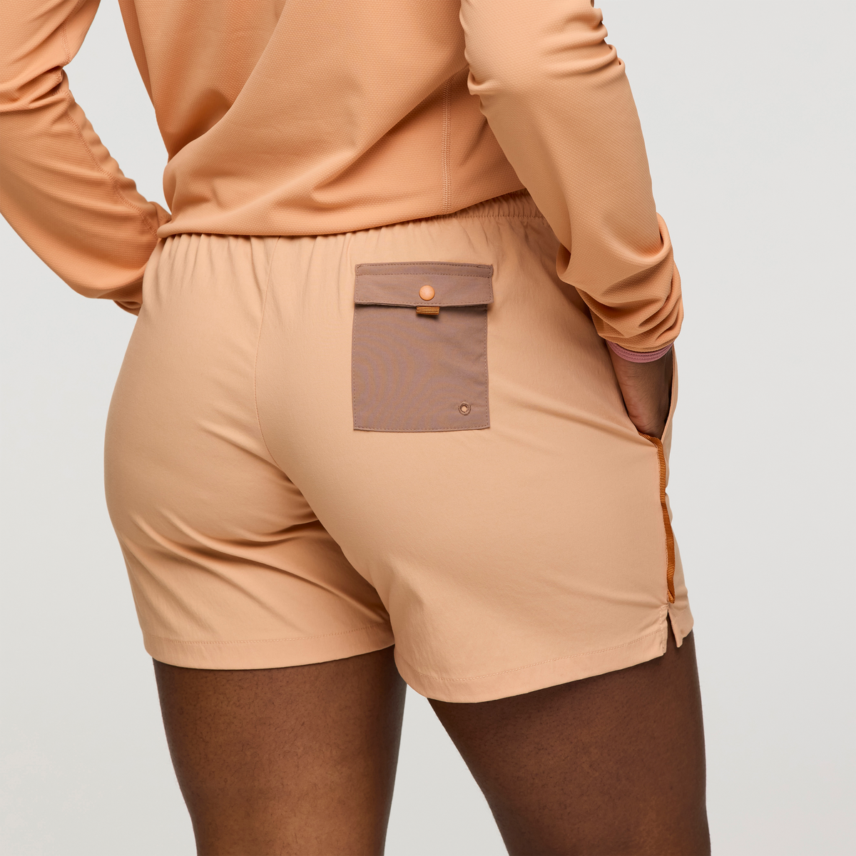 Brinco 5 Inch Short - Solid - Women's, Apricot, Model Nadine