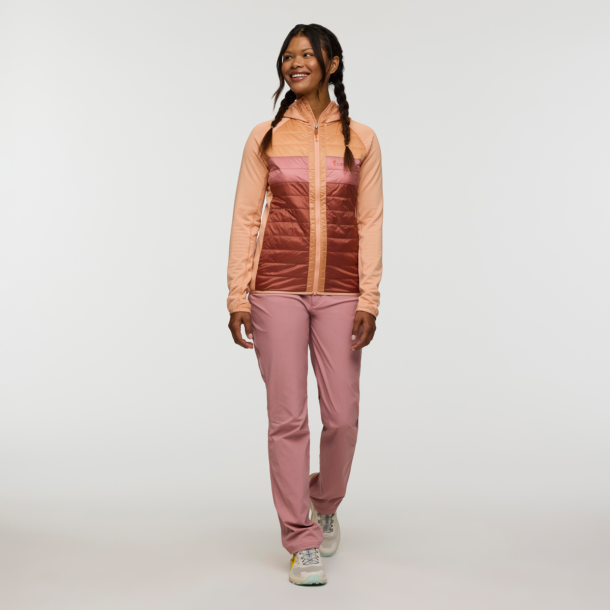 Capa Hybrid Insulated Hooded Jacket - Women's, Apricot/Faded Brick, Model Jade