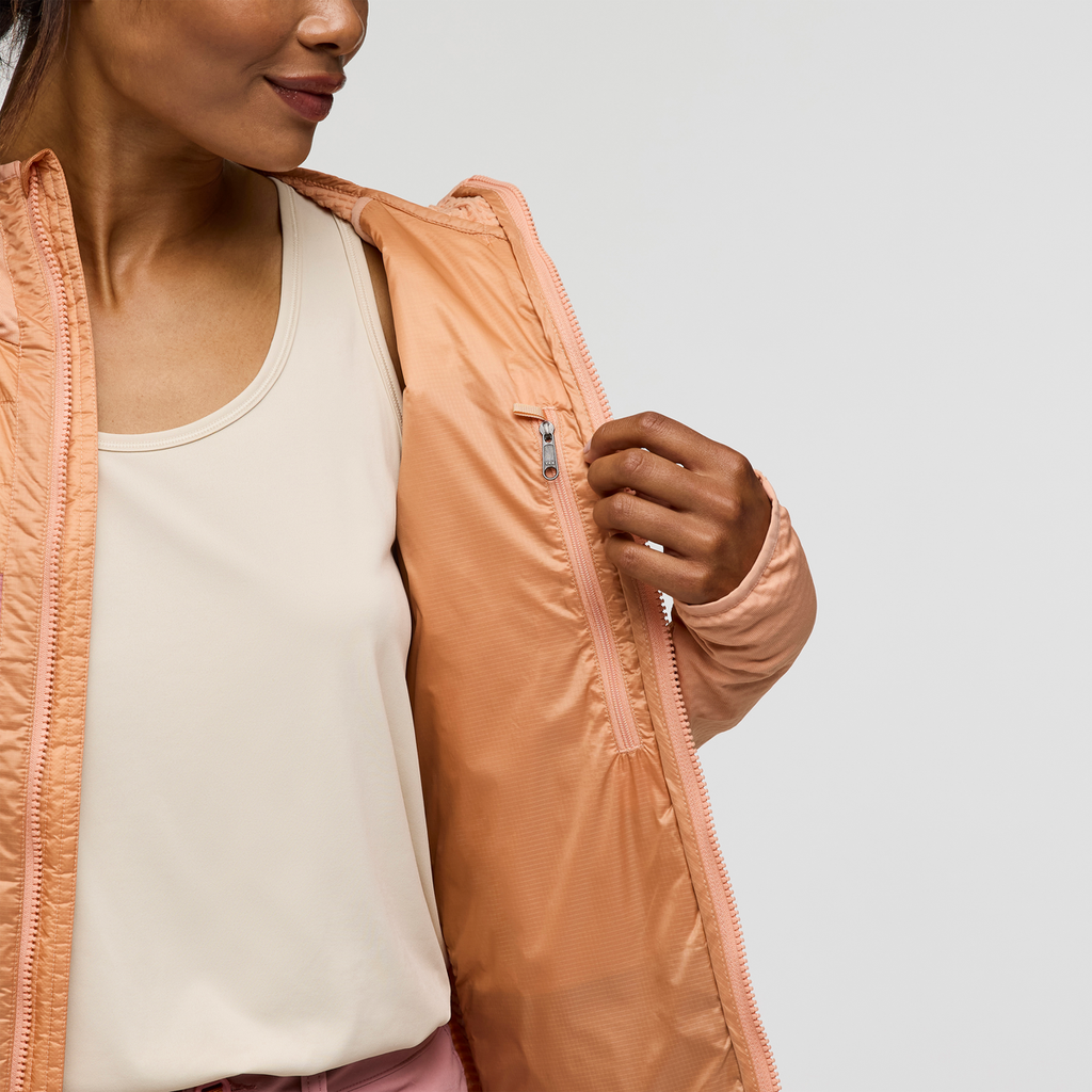 Capa Hybrid Insulated Hooded Jacket - Women's, Apricot/Faded Brick, Model Jade
