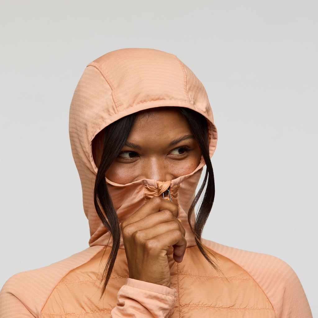 Capa Hybrid Insulated Hooded Jacket - Women's, Apricot/Faded Brick, Model Jade