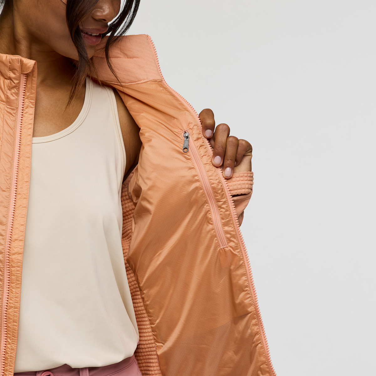 Capa Hybrid Insulated Jacket - Women's, Apricot/Faded Brick, Model Jade