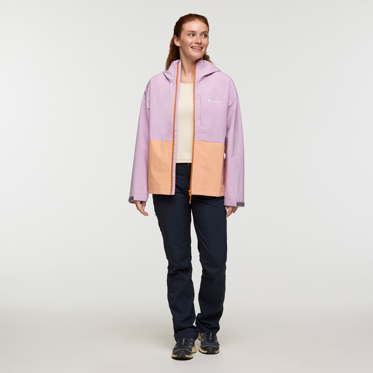Cielo Rain Jacket - Women's, Antique/Apricot, Model Caitlyn, shoppable