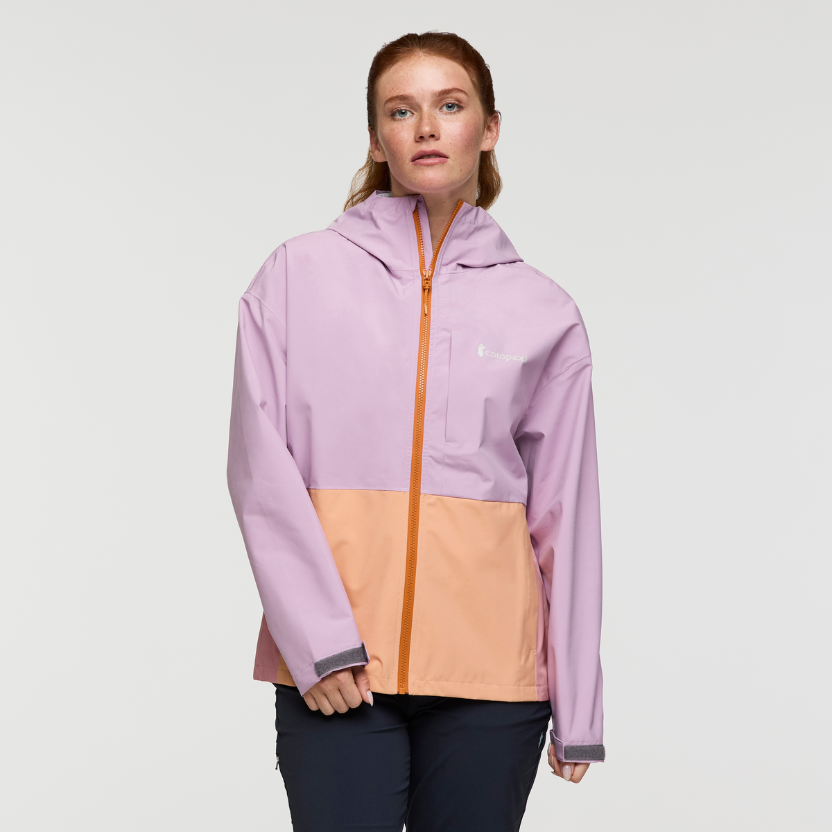 Cielo Rain Jacket - Women's, Antique/Apricot, Model Caitlyn