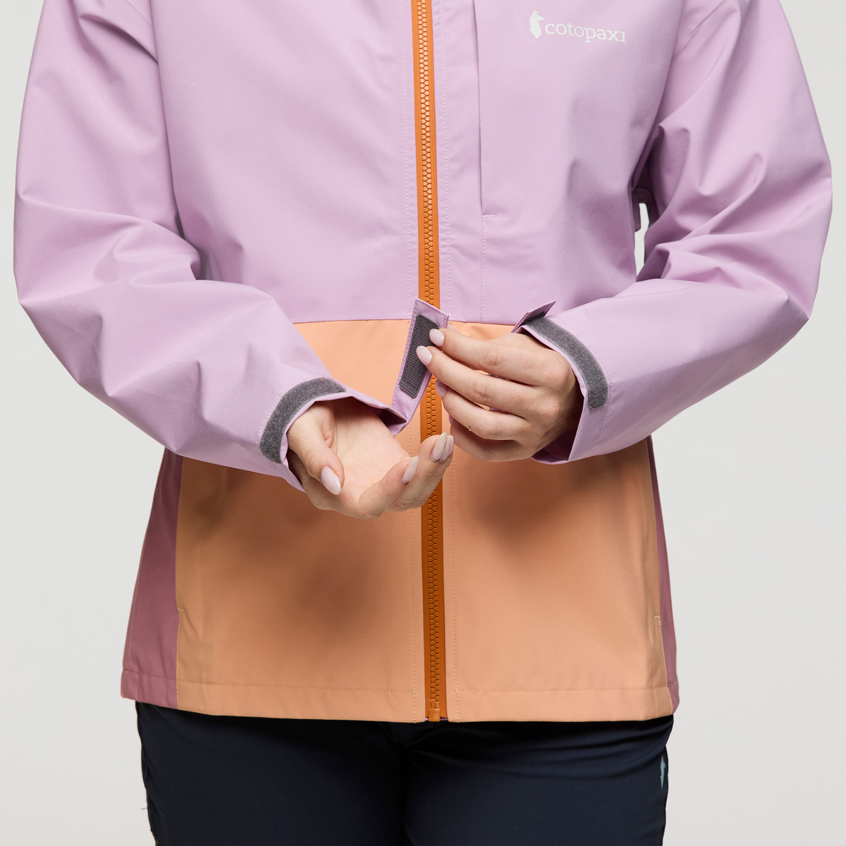 Cielo Rain Jacket - Women's, Antique/Apricot, Model Caitlyn