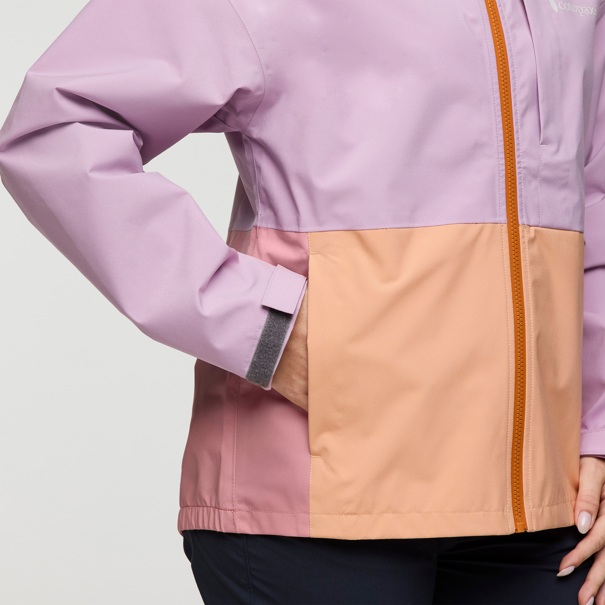 Cielo Rain Jacket - Women's, Antique/Apricot, Model Caitlyn