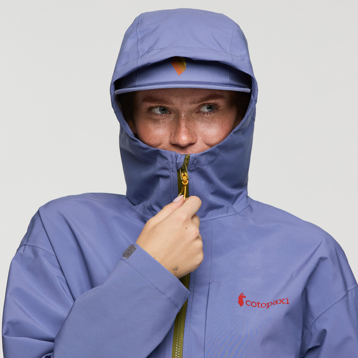 Cielo Rain Jacket - Women's, Blue Smoke/Grain, Model Caitlyn