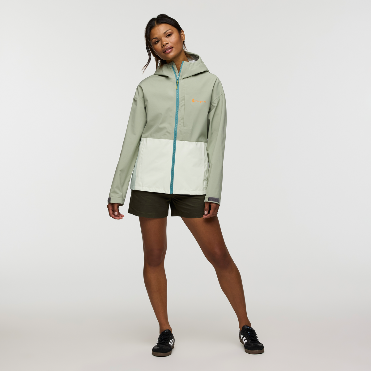 Cielo Rain Jacket - Women's, Brush/Dew, Model Jade, shoppable