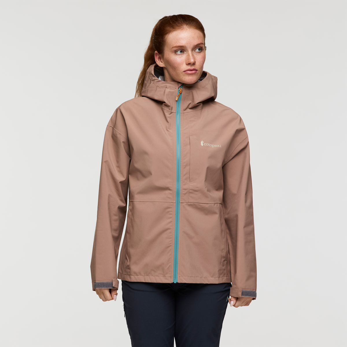 Cielo Rain Jacket - Women's, Reishi, Model Caitlyn