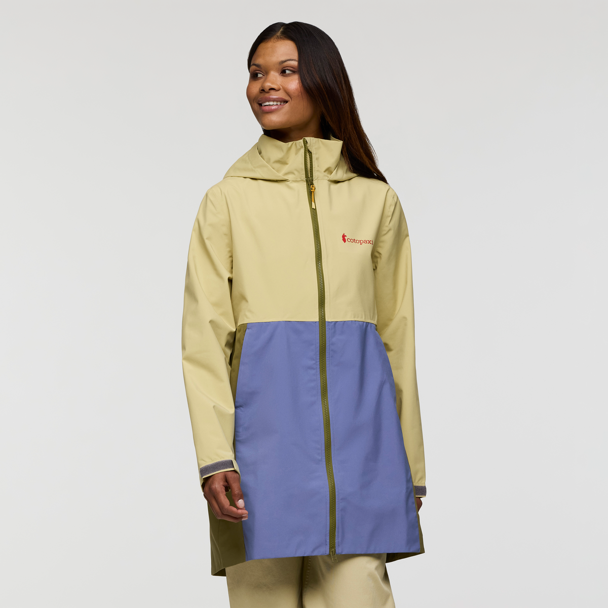 Cielo Rain Trench - Women's, Grain/Blue Smoke, Model Jade