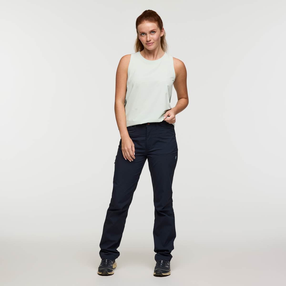 Coraje Tech Pant - Women's, Carbon, Model Caitlyn, shoppable