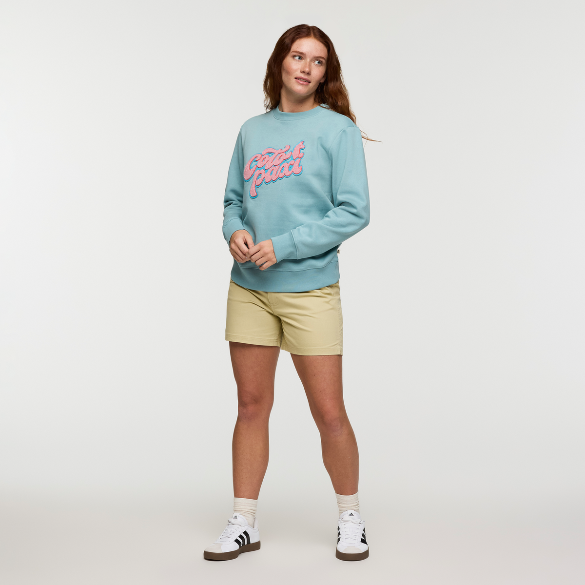 Coto-Patch Crew Sweatshirt - Women's, Sea Spray, Model Caitlyn