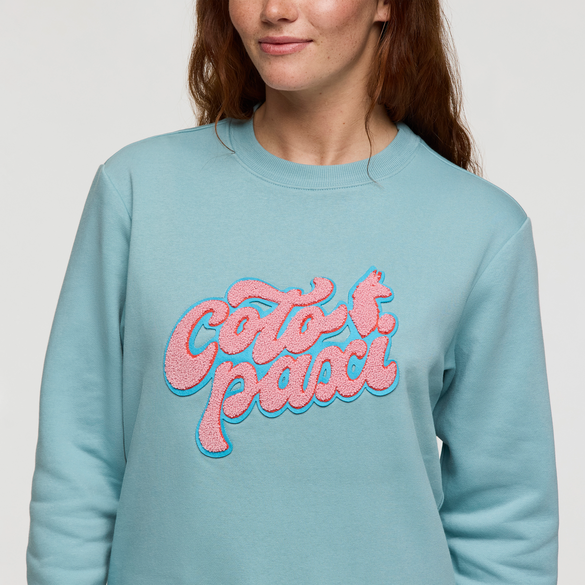 Coto-Patch Crew Sweatshirt - Women's, Sea Spray, Model Caitlyn