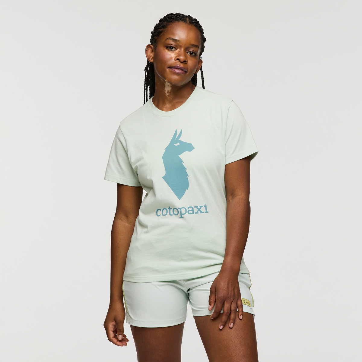 Cotopaxi Llama T-Shirt - Women's, Foam, Model Nadine