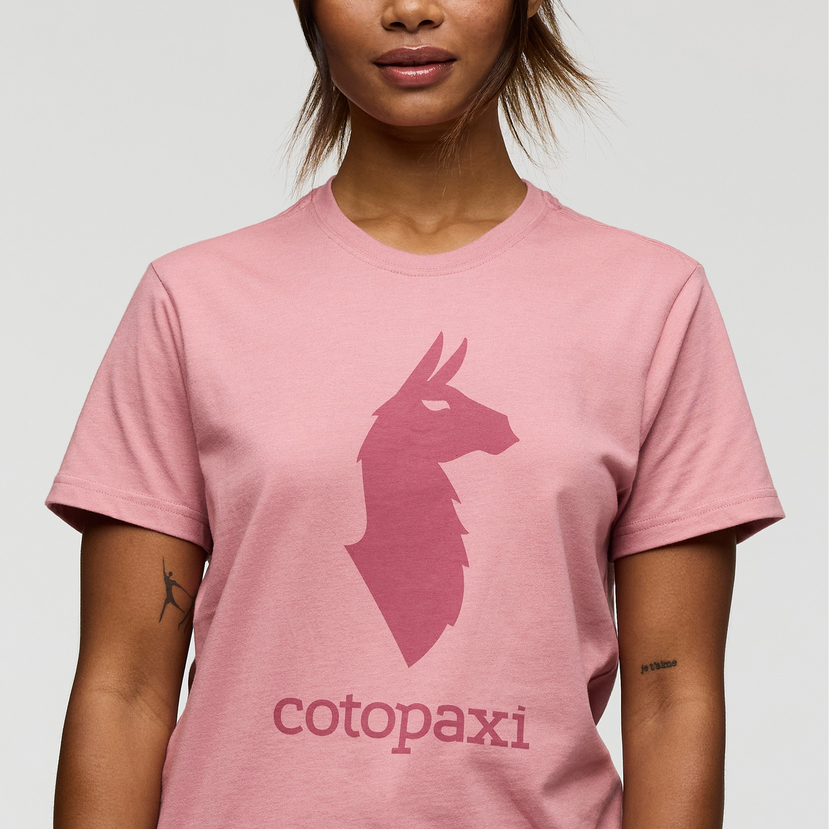 Cotopaxi Llama T-Shirt - Women's, Rose, Model Jade