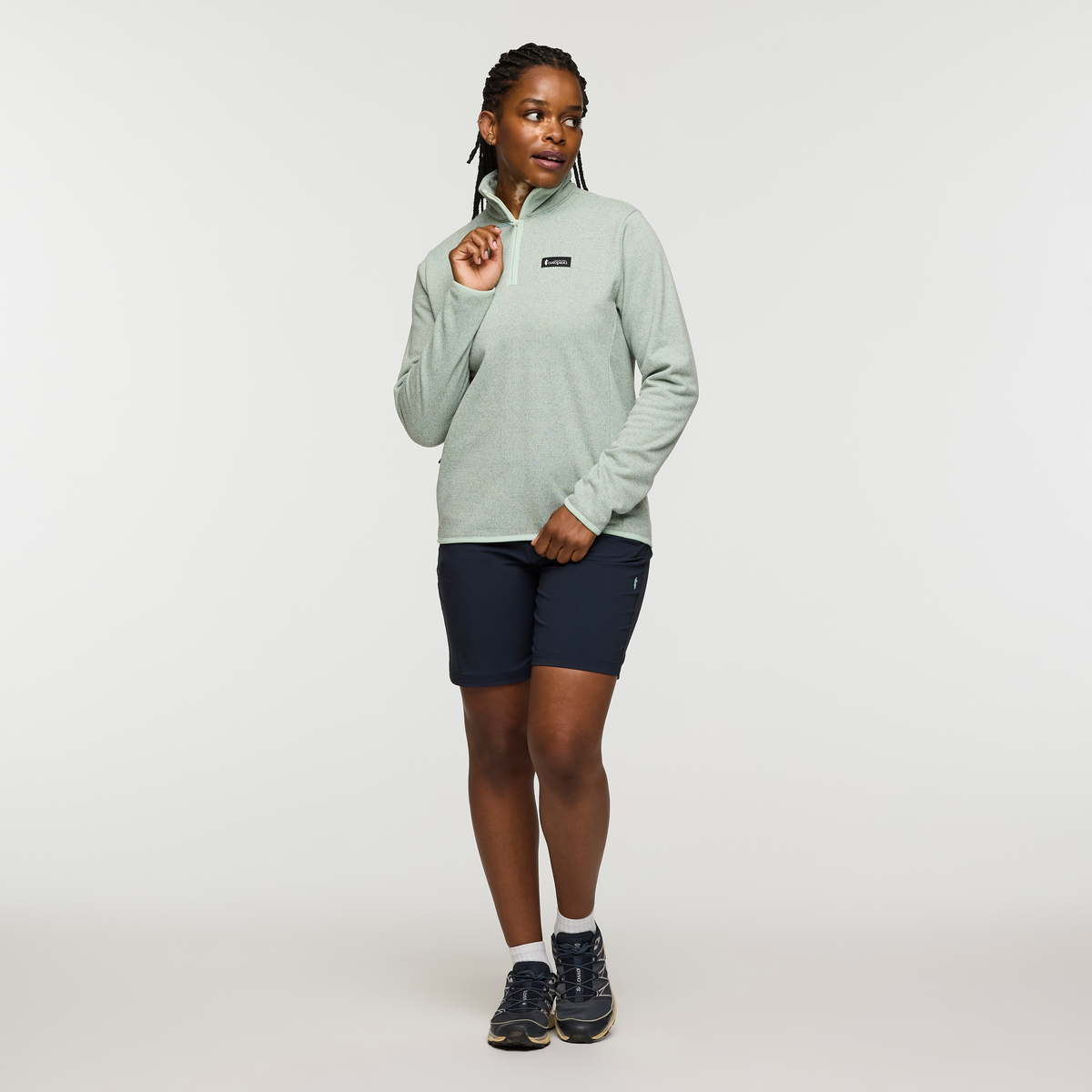 Envo Fleece Quarter-Zip Pullover - Women's, Heather Foam, Model Nadine