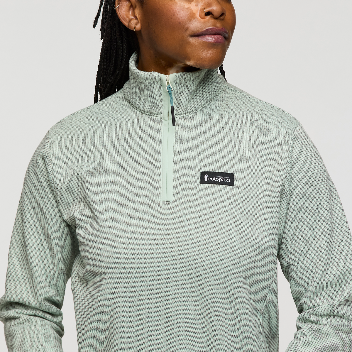 Envo Fleece Quarter-Zip Pullover - Women's, Heather Foam, Model Nadine