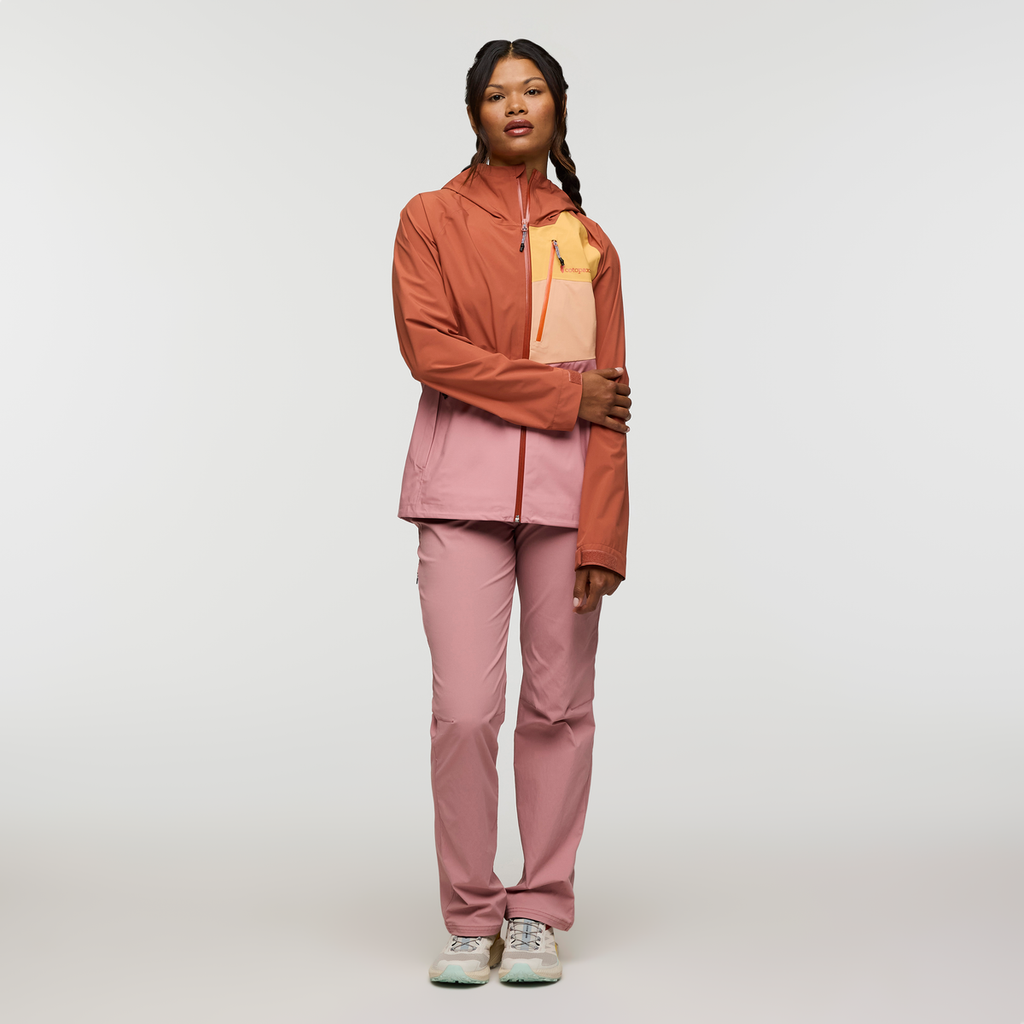 Impermeo 3L Hooded Shell Jacket - Women's, Faded Brick/Rose, Model Jade