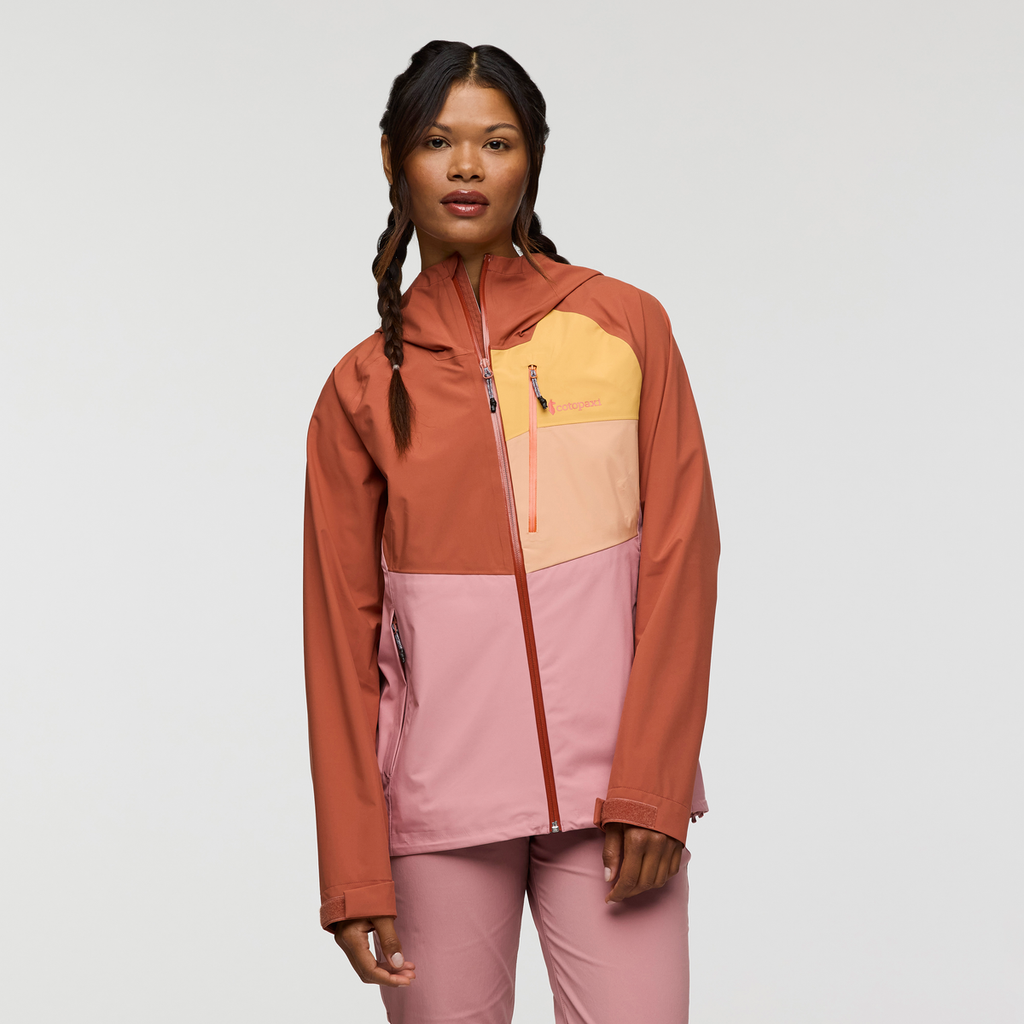 Impermeo 3L Hooded Shell Jacket - Women's, Faded Brick/Rose, Model Jade