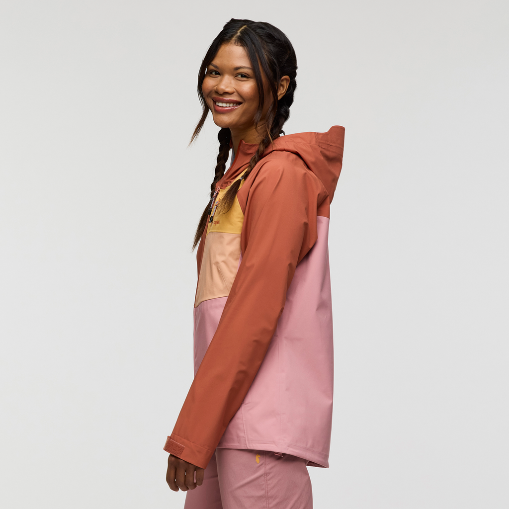 Impermeo 3L Hooded Shell Jacket - Women's, Faded Brick/Rose, Model Jade