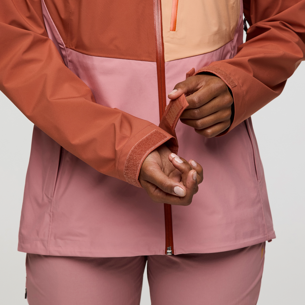 Impermeo 3L Hooded Shell Jacket - Women's, Faded Brick/Rose, Model Jade