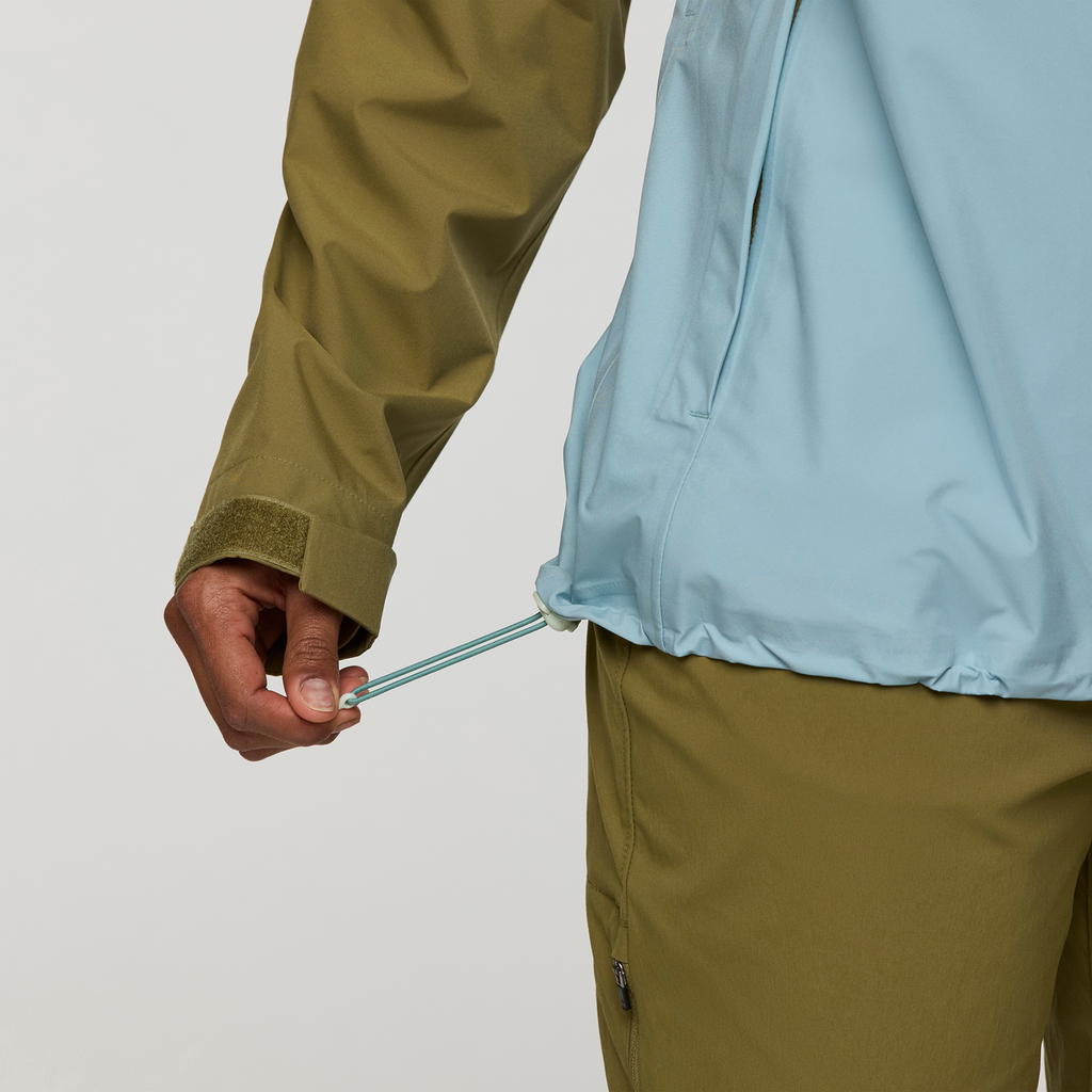 Impermeo 3L Hooded Shell Jacket - Women's, Moss/Sea Spray, Model Jade