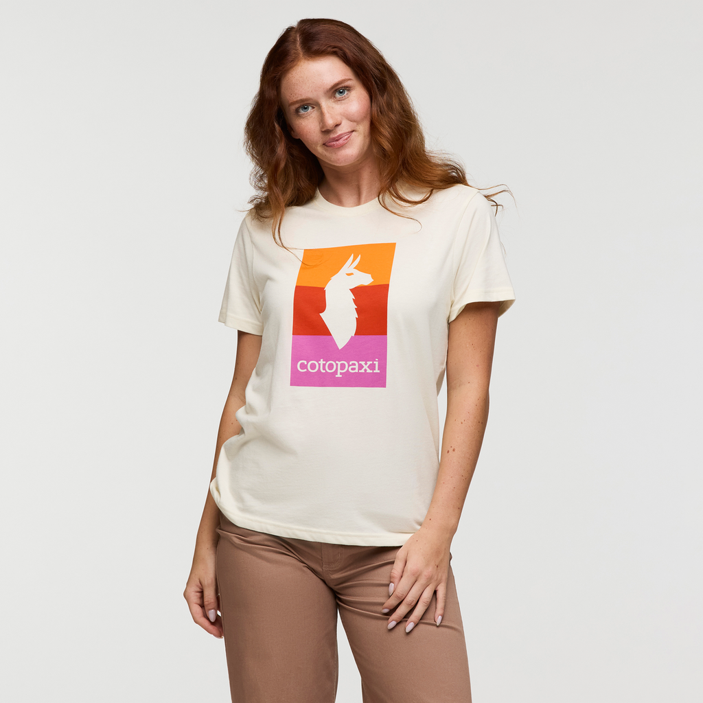 Llama Block T-Shirt - Women's, Bone, Model Caitlyn