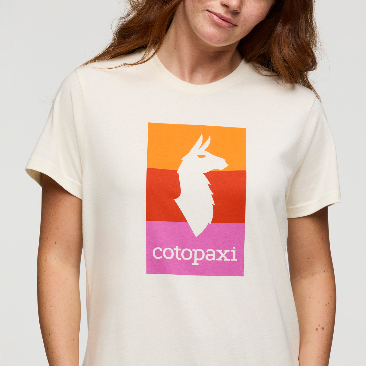 Llama Block T-Shirt - Women's, Bone, Model Caitlyn