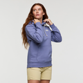 Llama Patch Pullover Hoodie - Women's, Blue Smoke, Model Caitlyn