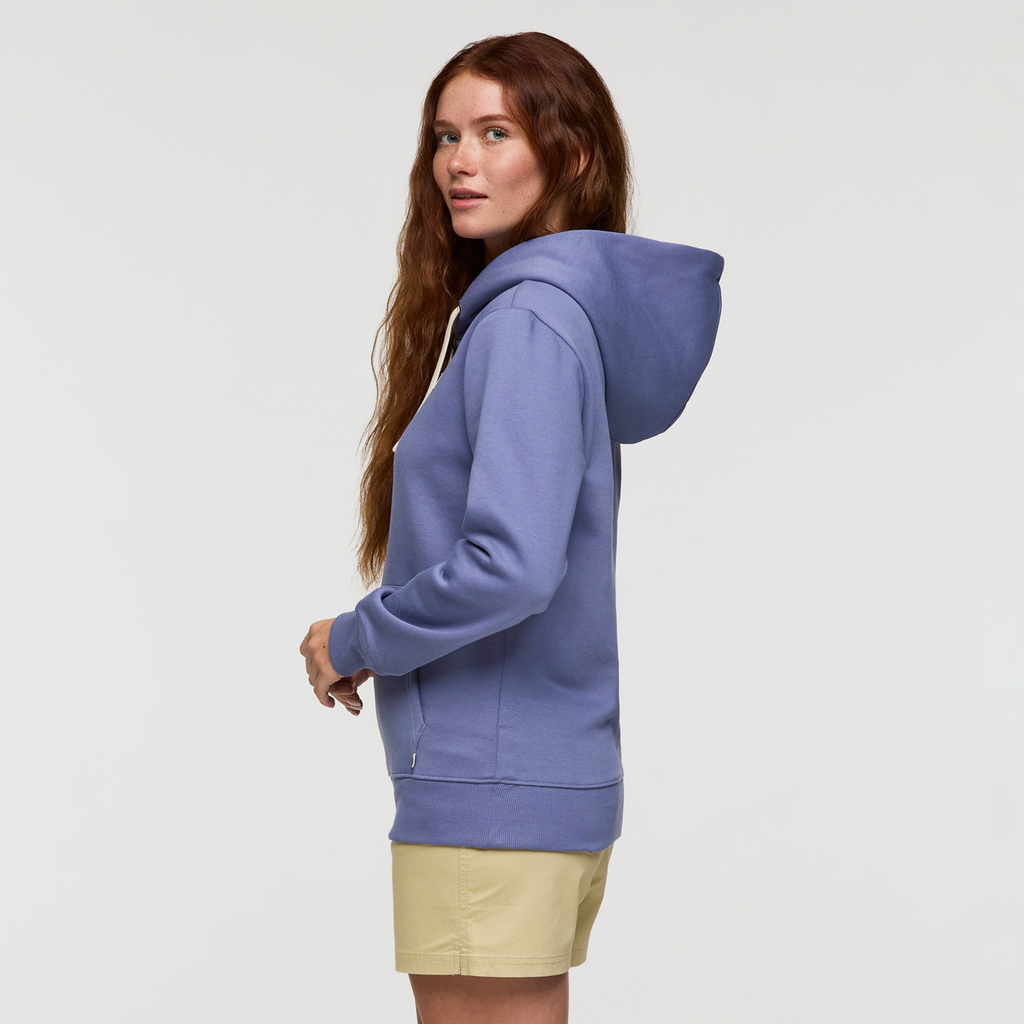 Llama Patch Pullover Hoodie - Women's, Blue Smoke, Model Caitlyn