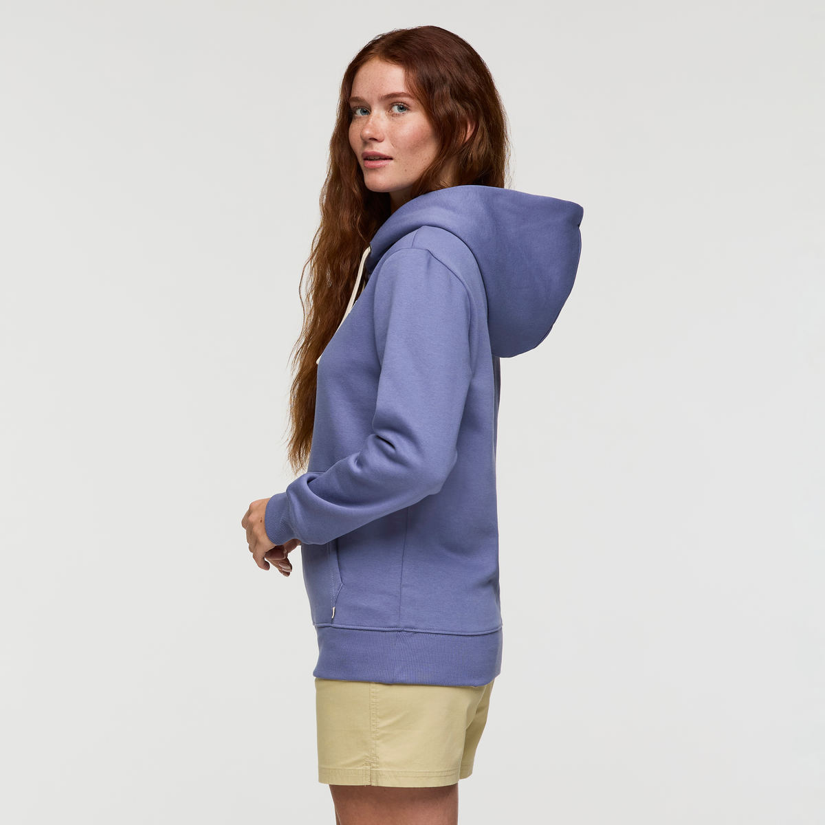 Llama Patch Pullover Hoodie - Women's, Blue Smoke, Model Caitlyn