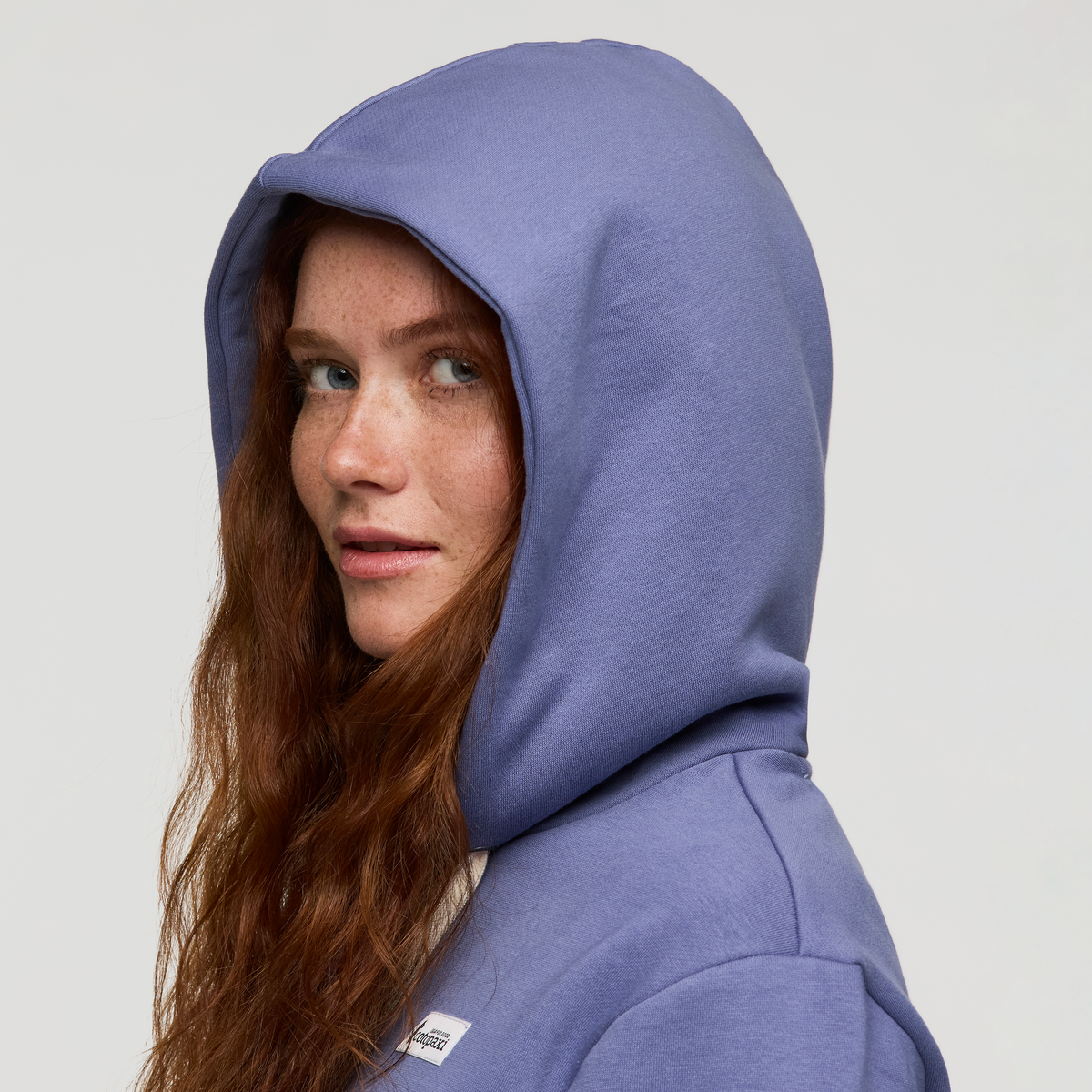 Llama Patch Pullover Hoodie - Women's, Blue Smoke, Model Caitlyn