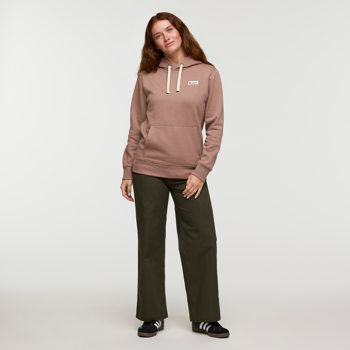 Llama Patch Pullover Hoodie - Women's, Reishi, Model Caitlyn