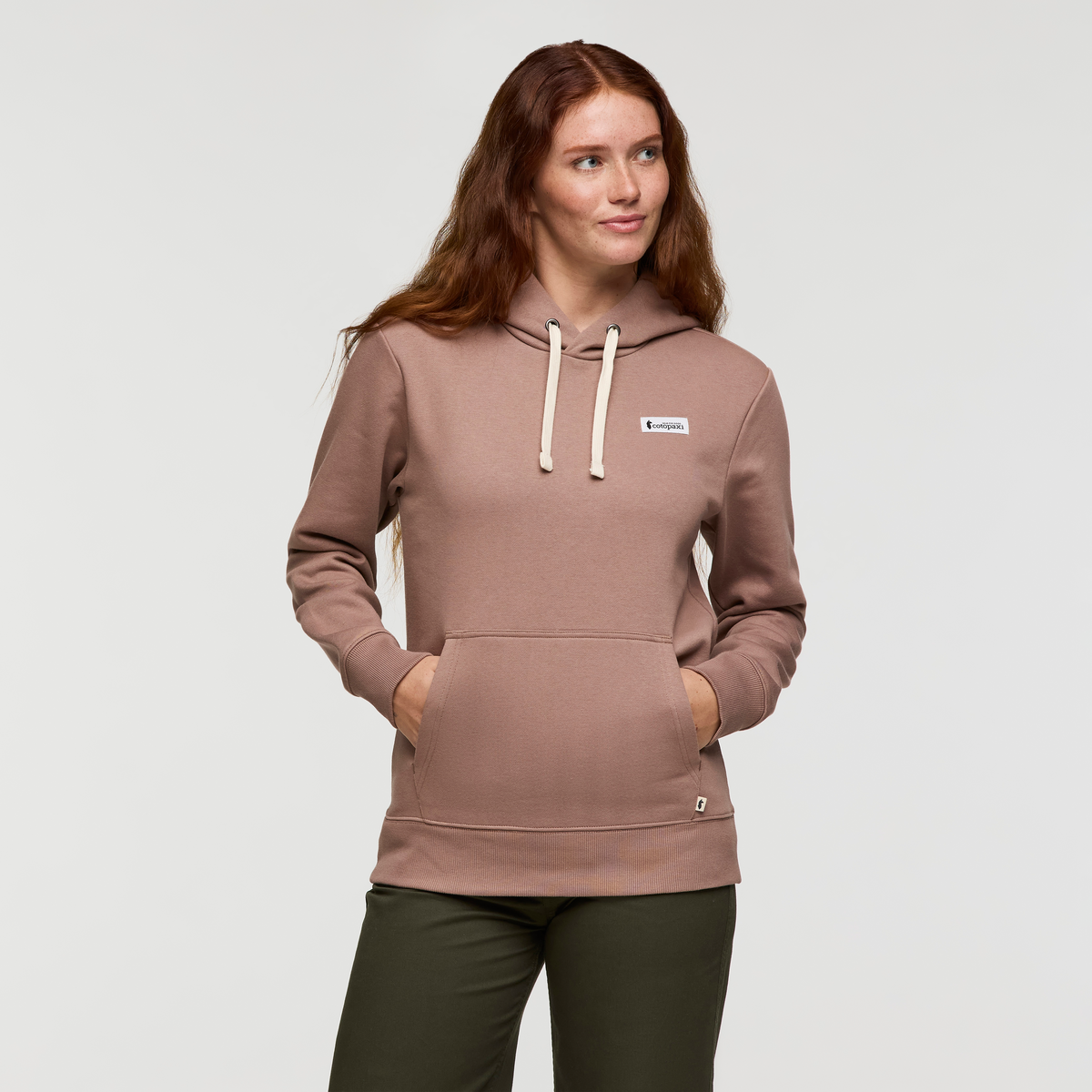 Llama Patch Pullover Hoodie - Women's, Reishi, Model Caitlyn