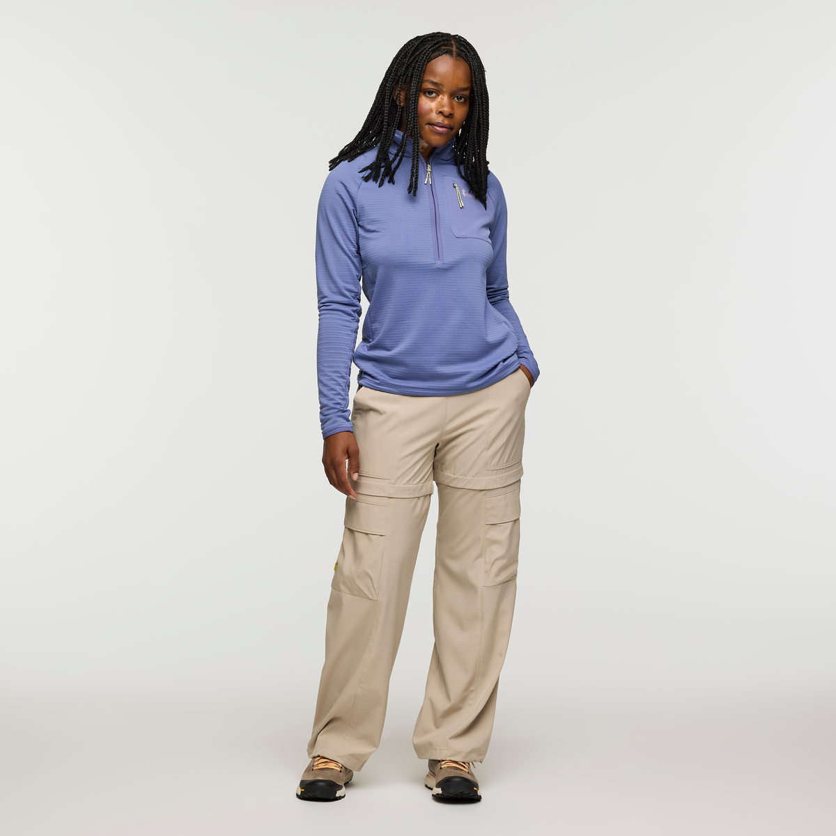 Losdos Zip-Off Pant - Women's, Oatmeal, Model Nadine, shoppable