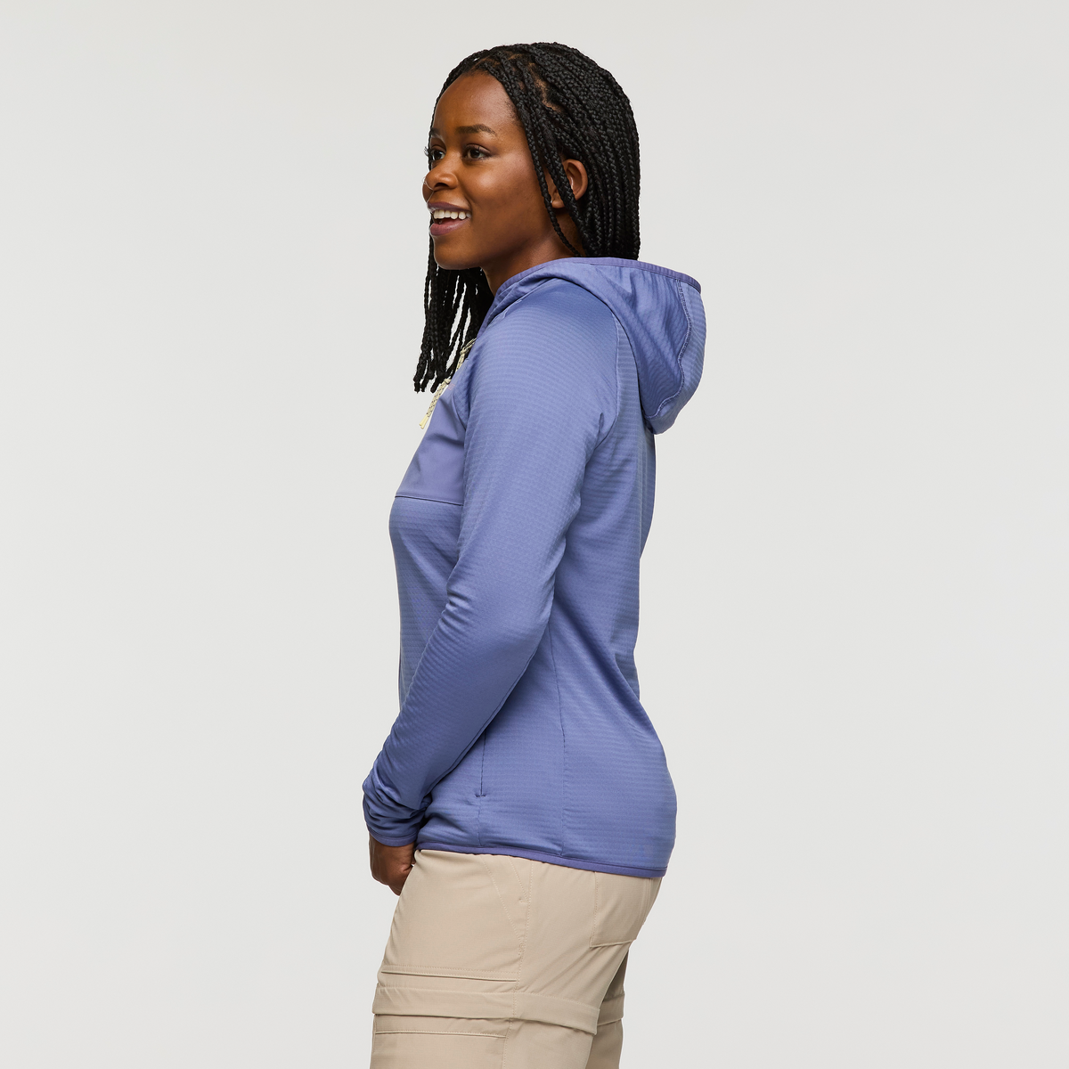 Otero Fleece Full-Zip Hooded Jacket - Women's, Blue Smoke, Model Nadine