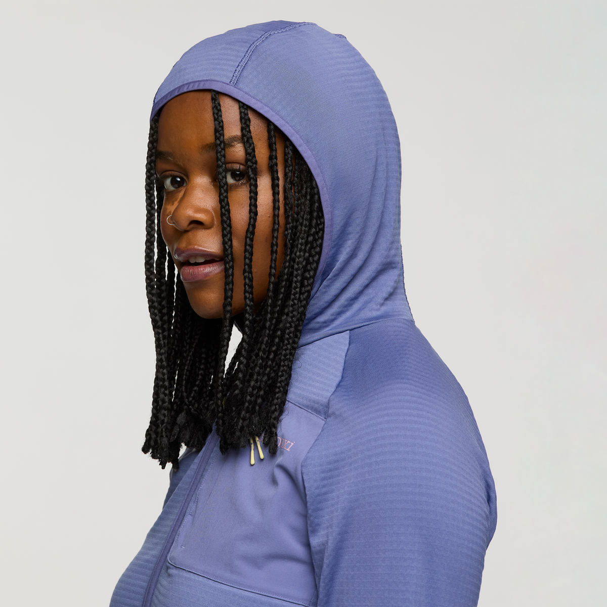 Otero Fleece Full-Zip Hooded Jacket - Women's, Blue Smoke, Model Nadine