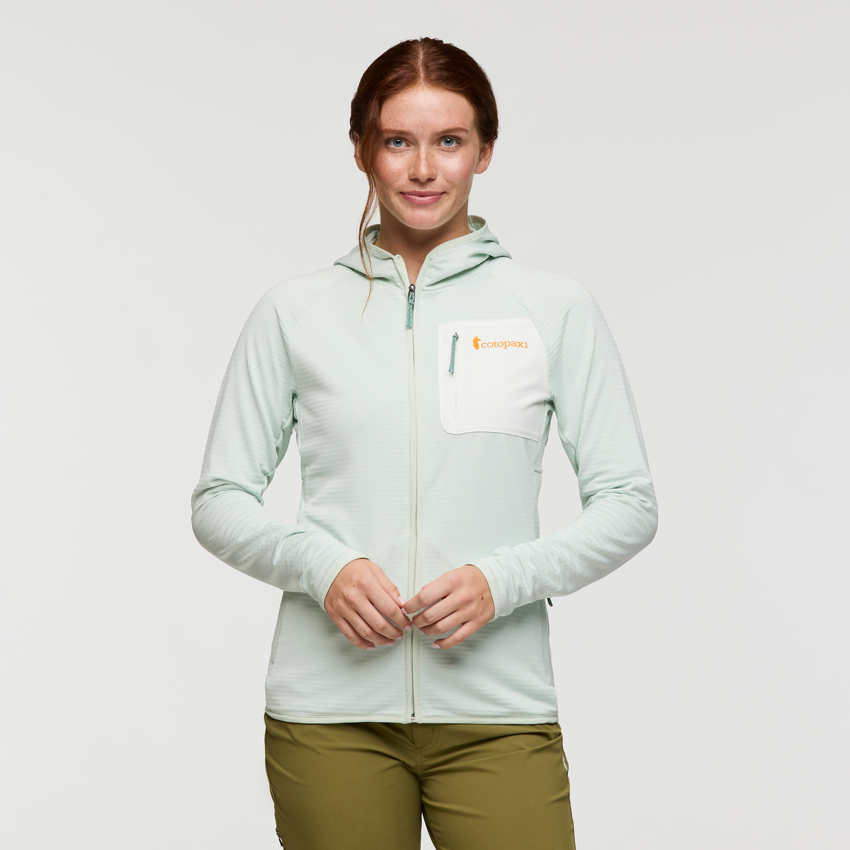 Otero Fleece Full-Zip Hooded Jacket - Women's, Foam, Model Caitlyn