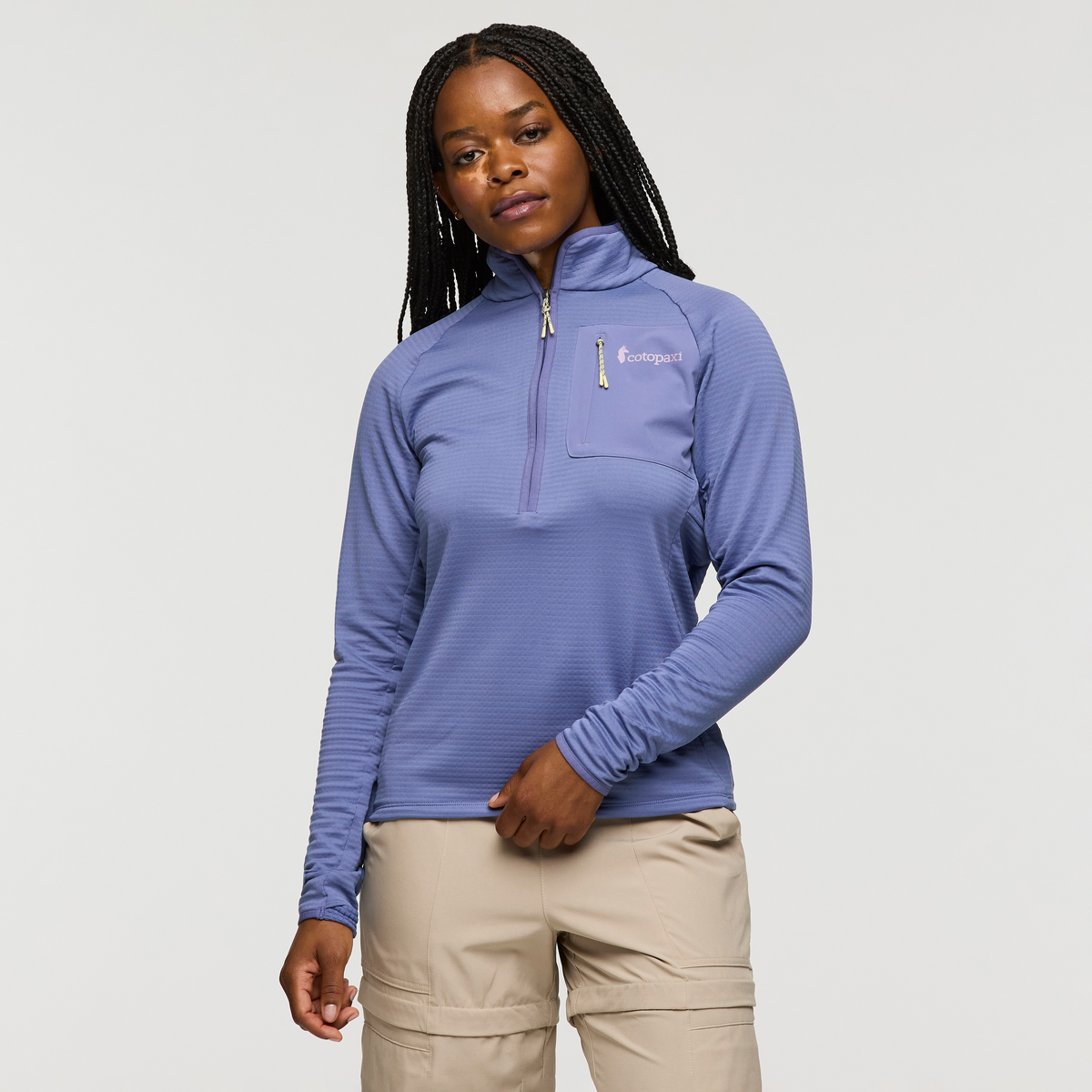 Otero Fleece Half-Zip Pullover - Women's, Blue Smoke, Model Nadine