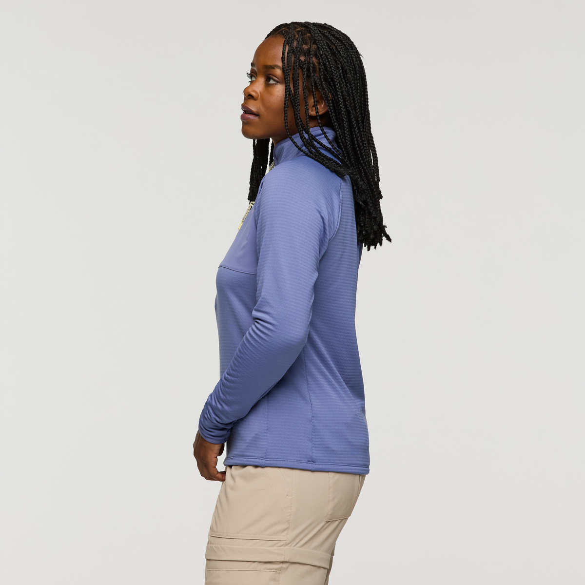 Otero Fleece Half-Zip Pullover - Women's, Blue Smoke, Model Nadine