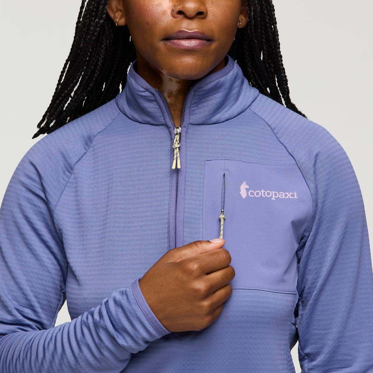 Otero Fleece Half-Zip Pullover - Women's, Blue Smoke, Model Nadine