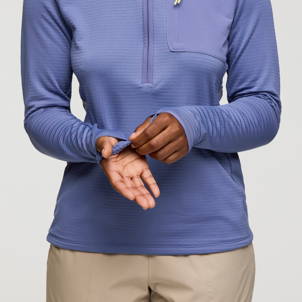 Otero Fleece Half-Zip Pullover - Women's, Blue Smoke, Model Nadine
