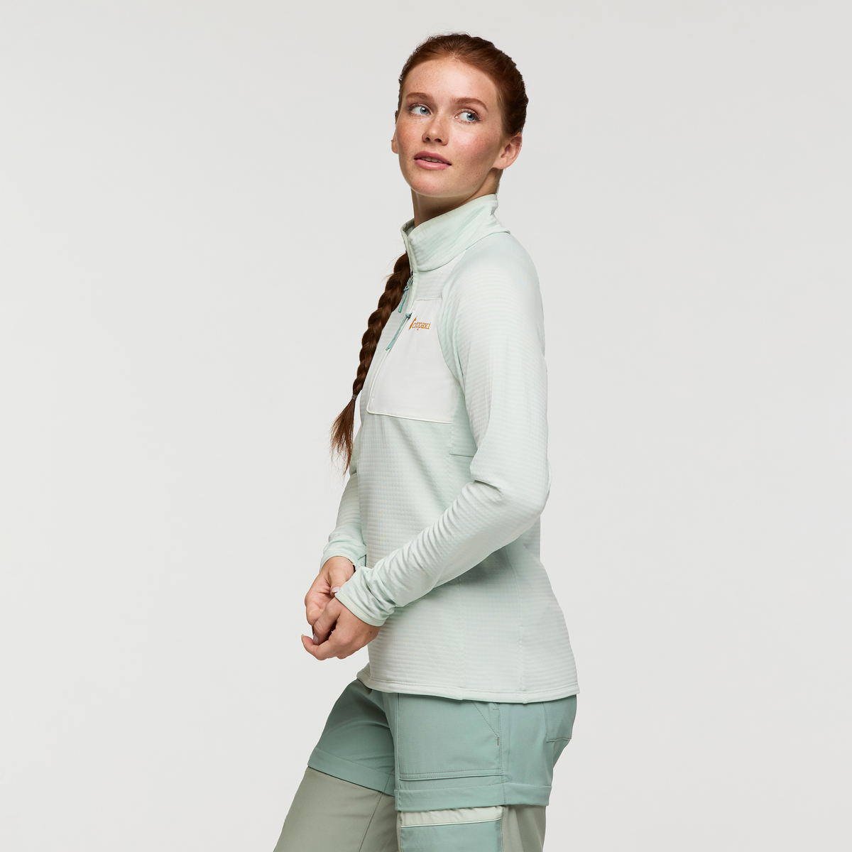 Otero Fleece Half-Zip Pullover - Women's, Foam, Model Caitlyn