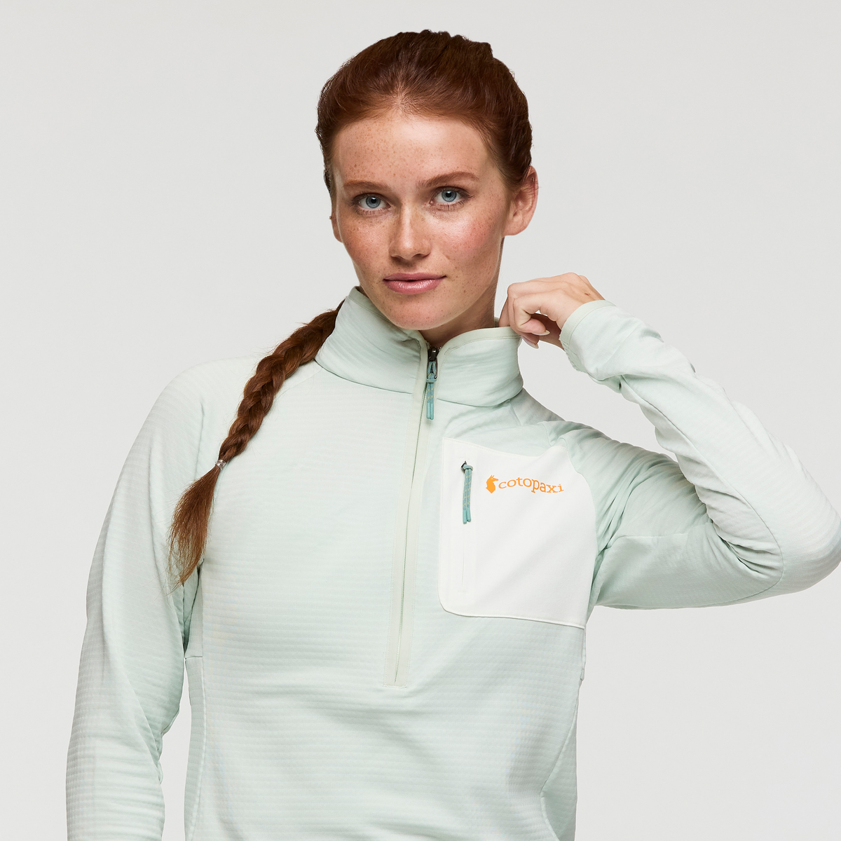 Otero Fleece Half-Zip Pullover - Women's, Foam, Model Caitlyn
