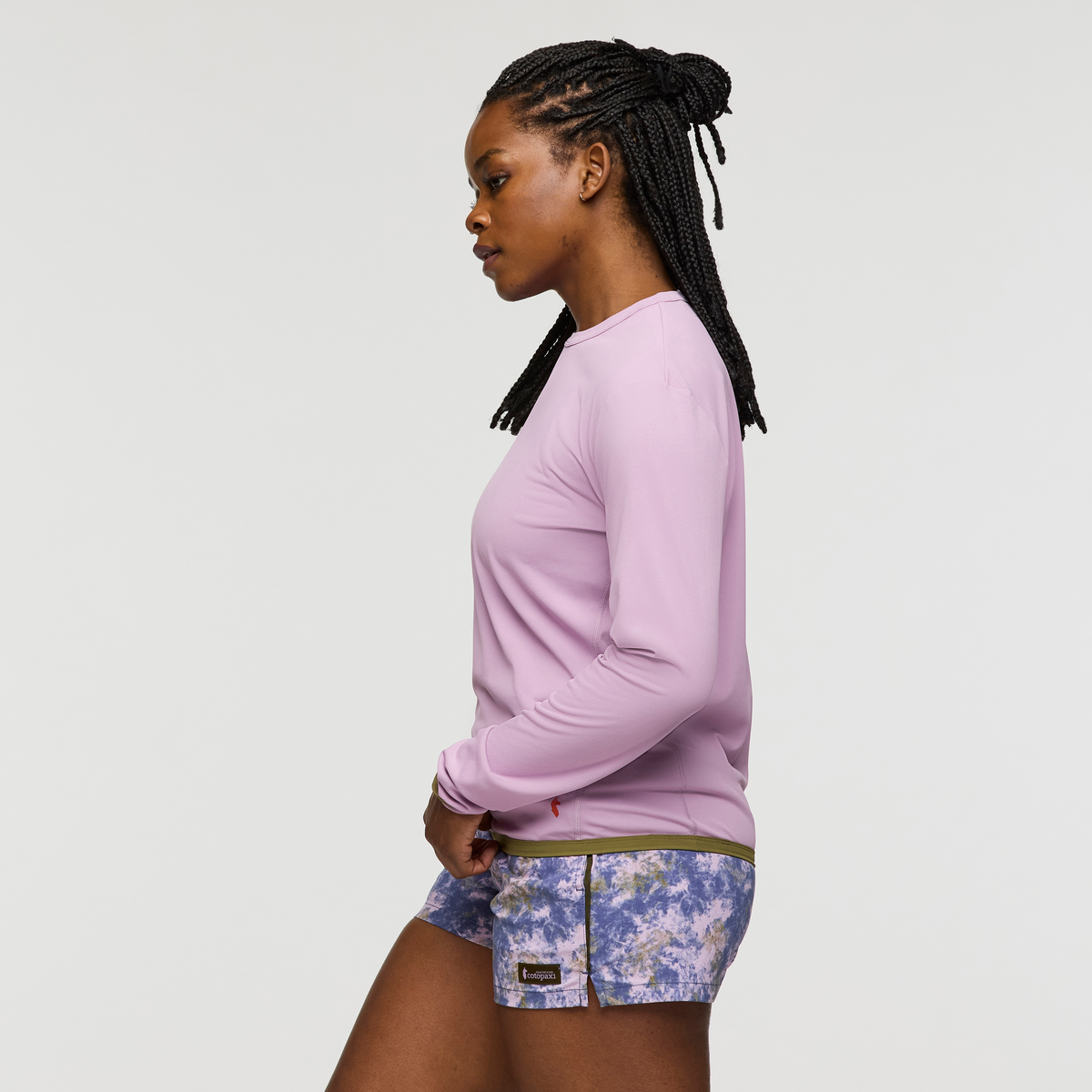 Sombra Long-Sleeve Sun Shirt, Antique, Model Nadine